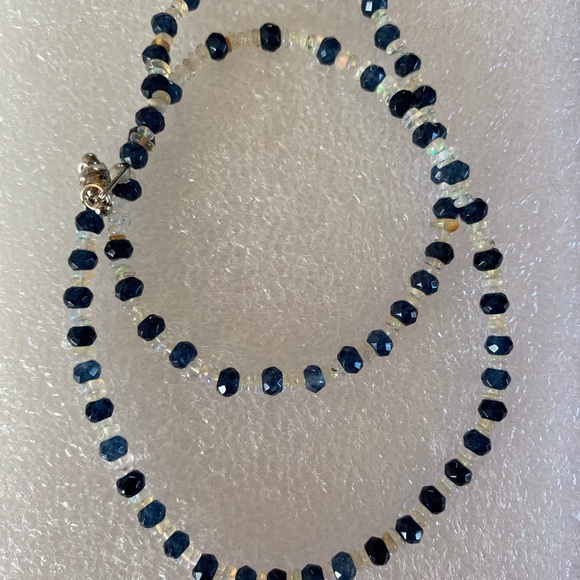 Kyanite And Fire Opals Necklace & earrings - Picture 8 of 8